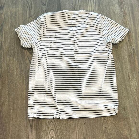 Denim & Flower by Ricky Singh T-Shirt Short Sleeve Striped White Black Size M - Picture 2 of 3